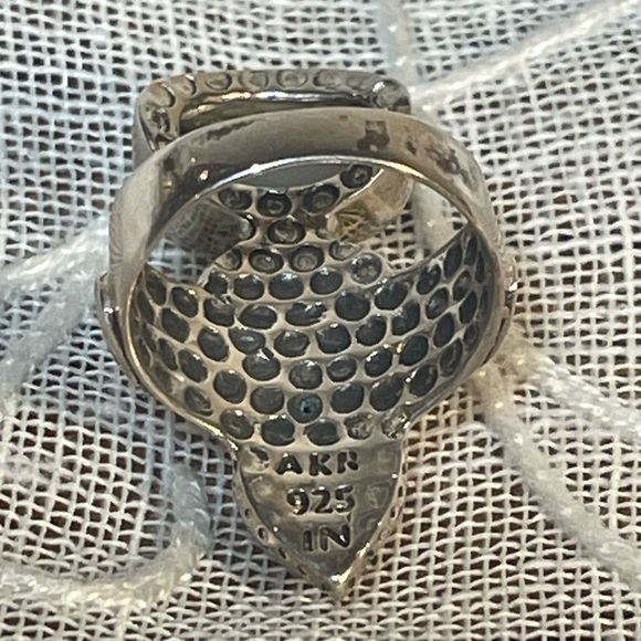 Designer AKR Sterling Silver 925 Druzy Quartz Bumble Bee Ring. Size 6.5 - Picture 5 of 11